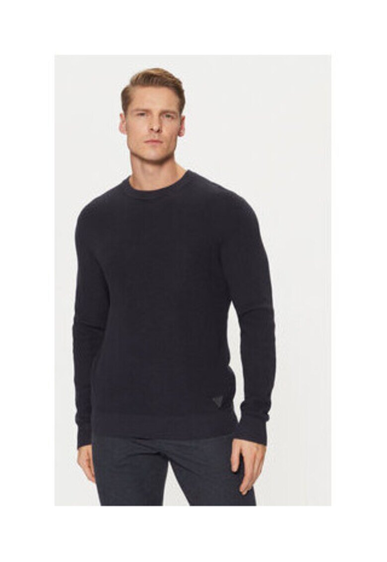 GUESS Pulover din amestec de bumbac cu decolteu la baza gatului
