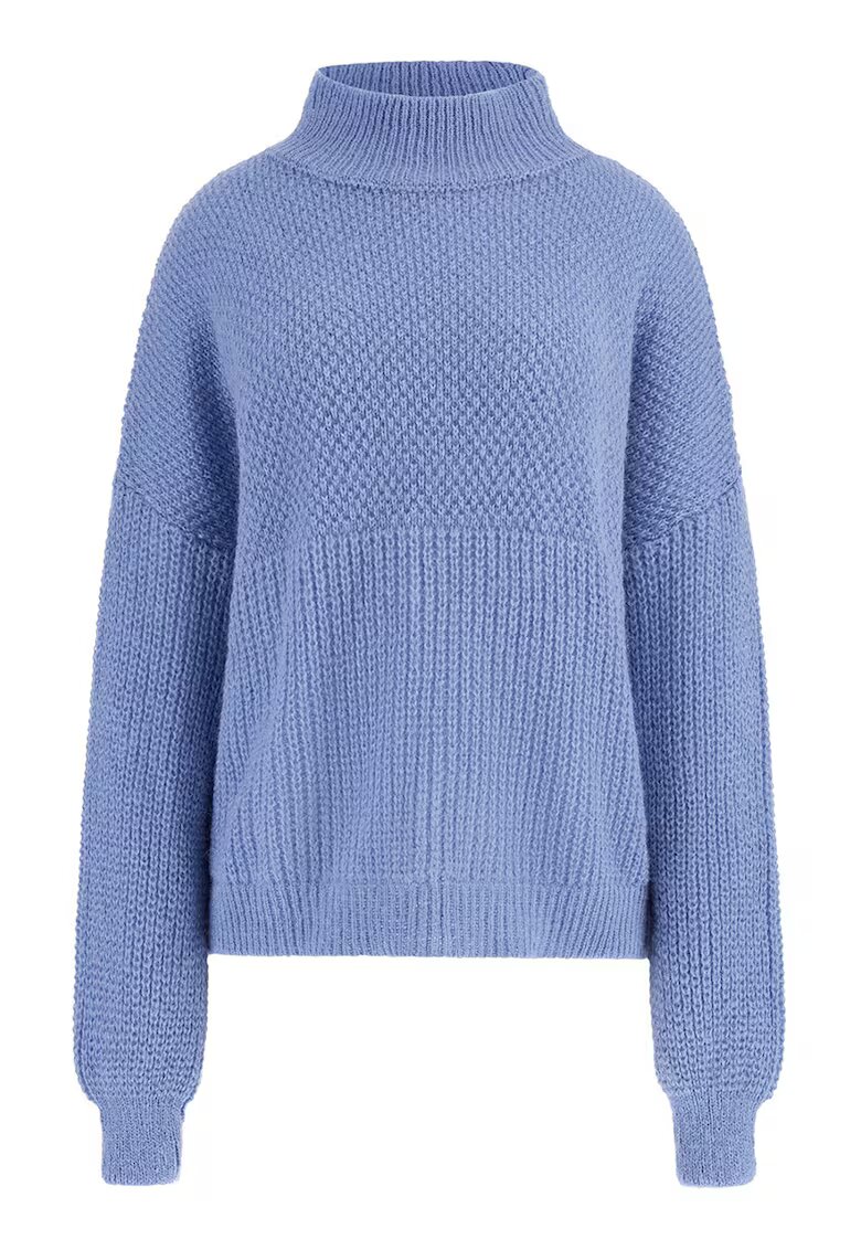 GUESS Pulover din amestec de lana alpaca cu maneci cazute - Albastru pastel