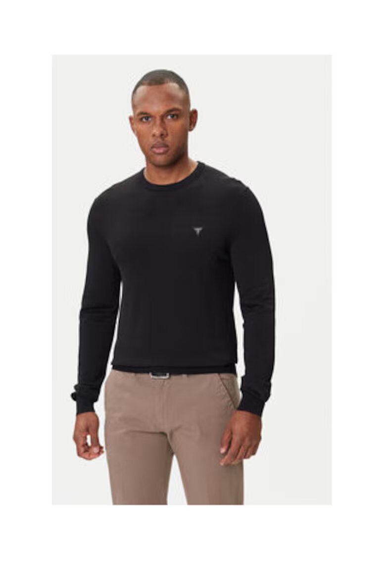 GUESS Pulover din amestec de viscoza cu decolteu la baza gatului