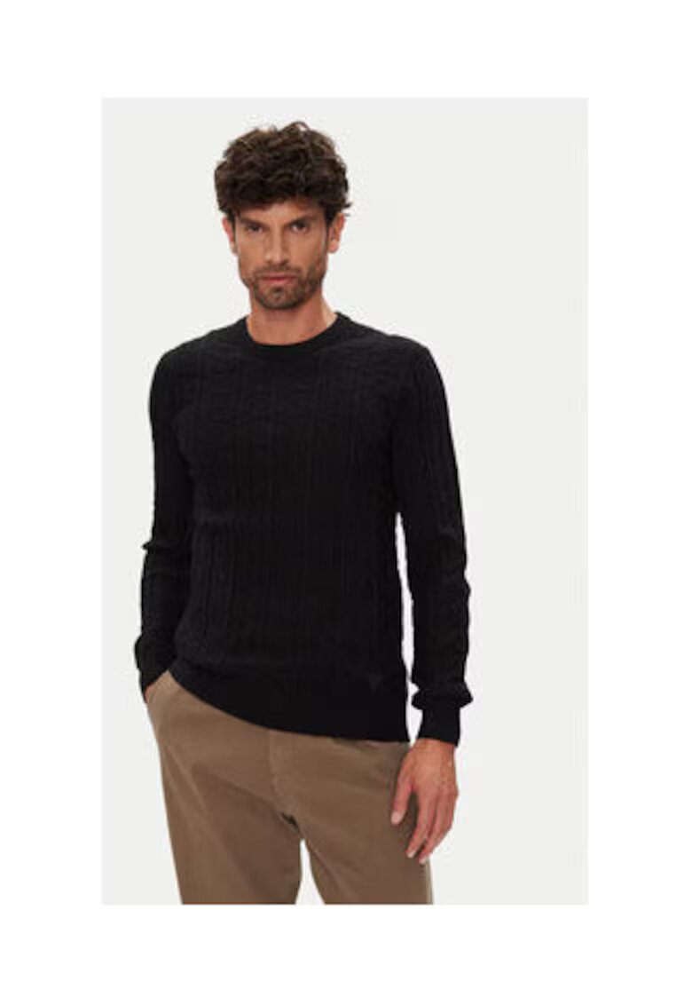 GUESS Pulover din amestec de viscoza cu model uni si terminatii finisate
