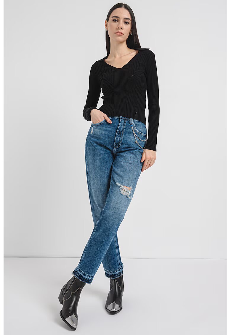 GUESS Pulover polo cu striatii - Negru