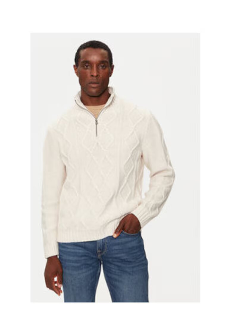 GUESS Pulover regular fit brodat cu guler inalt