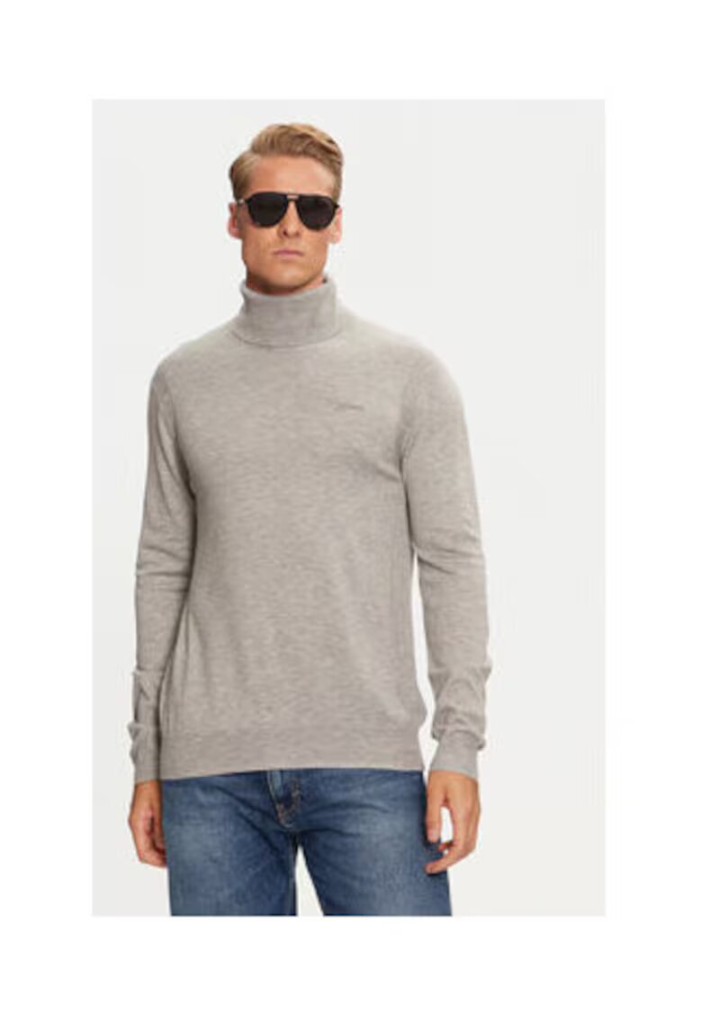 GUESS Pulover slim fit cu guler inalt