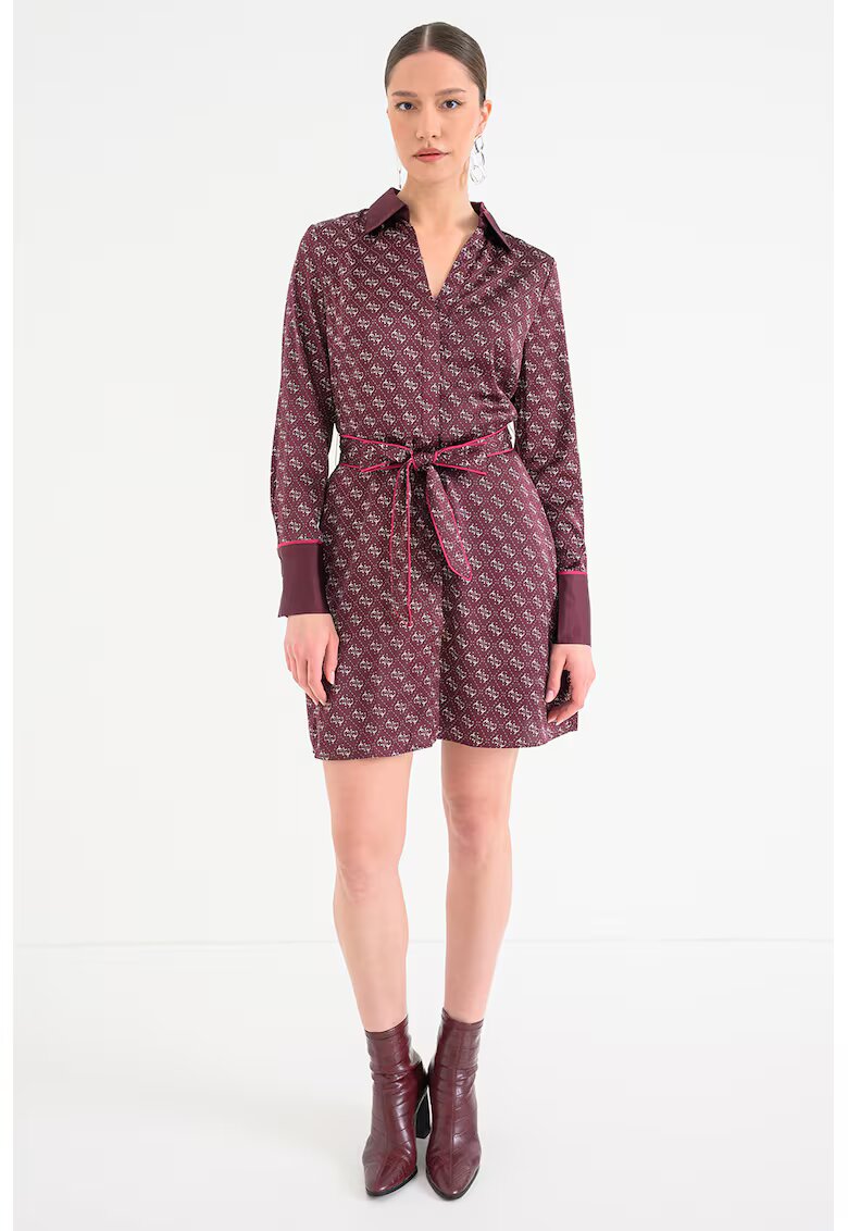 GUESS Rochie-camasa scurta cu monograma - Violet tyrian