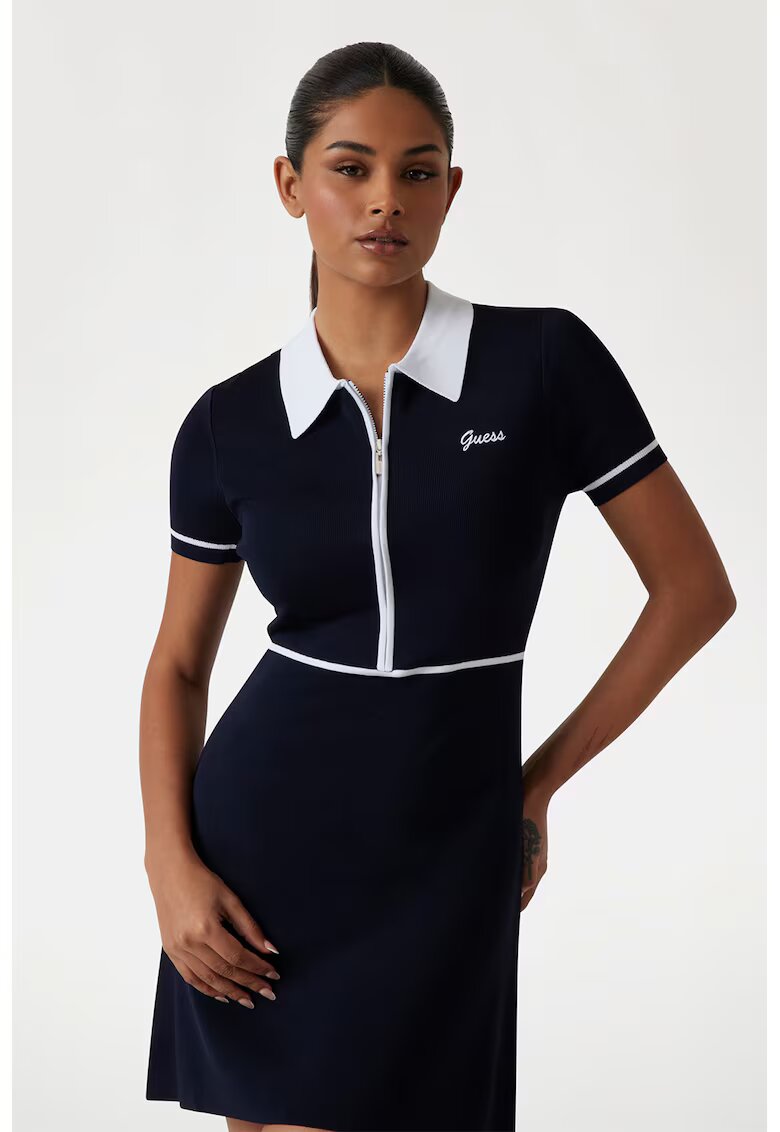 GUESS Rochie cu fenta cu fermoar pentru fitness - Alb/Albastru ultramarin