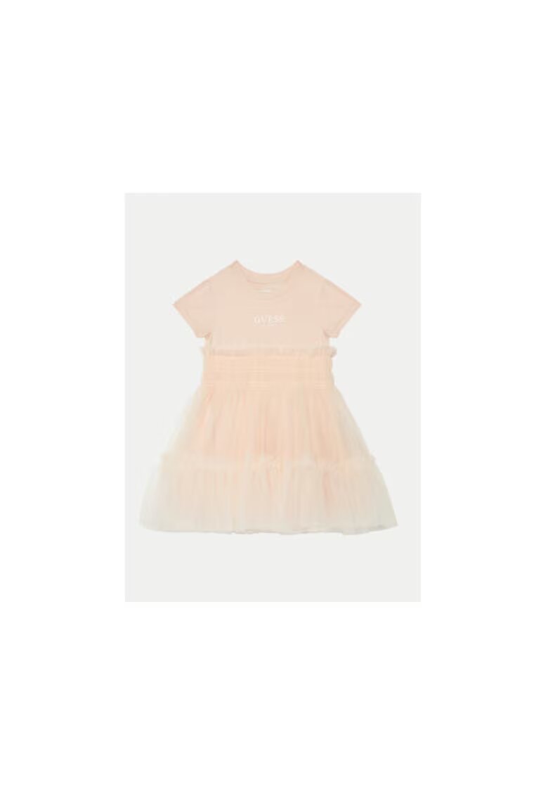 GUESS Rochie cu imprimeu logo si tull