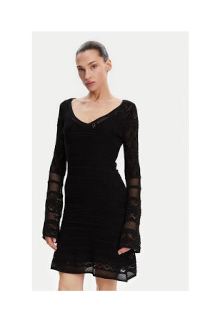 GUESS Rochie cu maneci lungi si model tricotat