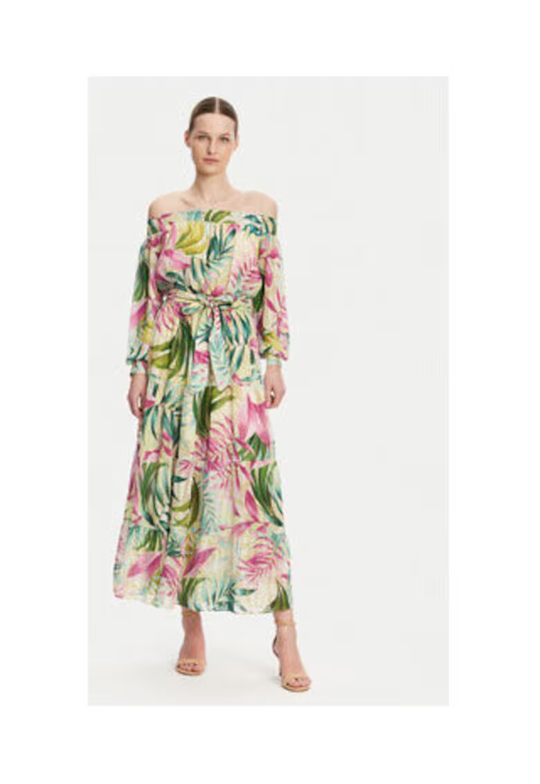 GUESS Rochie cu model floral si cordon