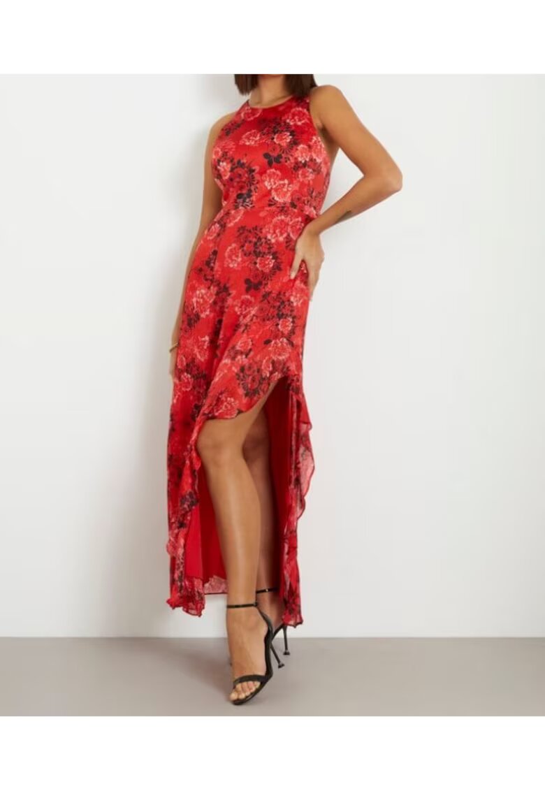 GUESS Rochie dama - material poliester - culoare rosu - Rosu
