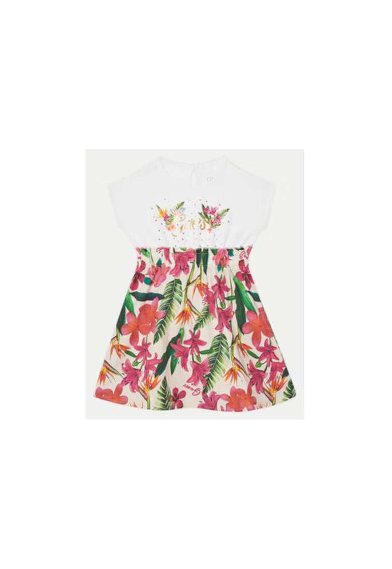 GUESS Rochie din amestec de bumbac organic cu imprimeu tropical