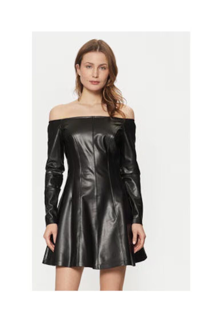 GUESS Rochie din piele ecologica cu decolteu pe umeri