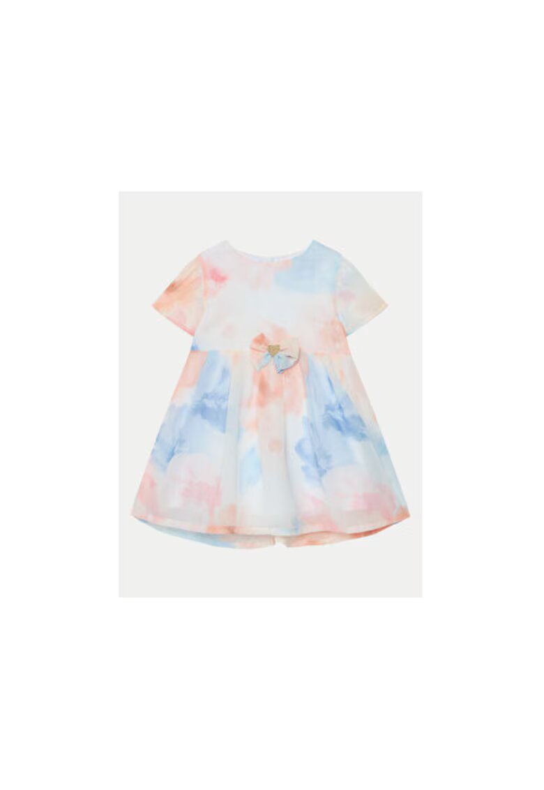 GUESS Rochie evazata cu model tie-dye si fundita