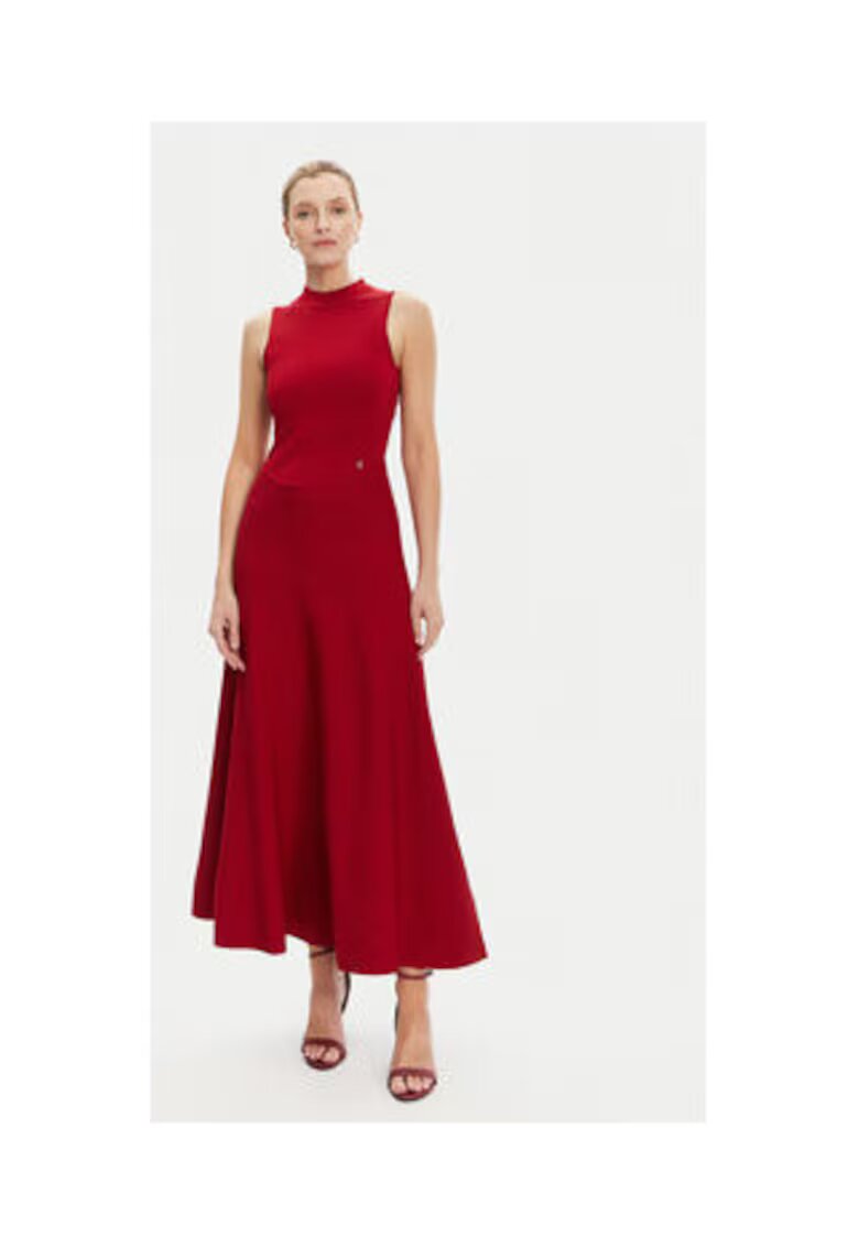 GUESS Rochie lunga evazata fara maneci cu decolteu la baza gatului