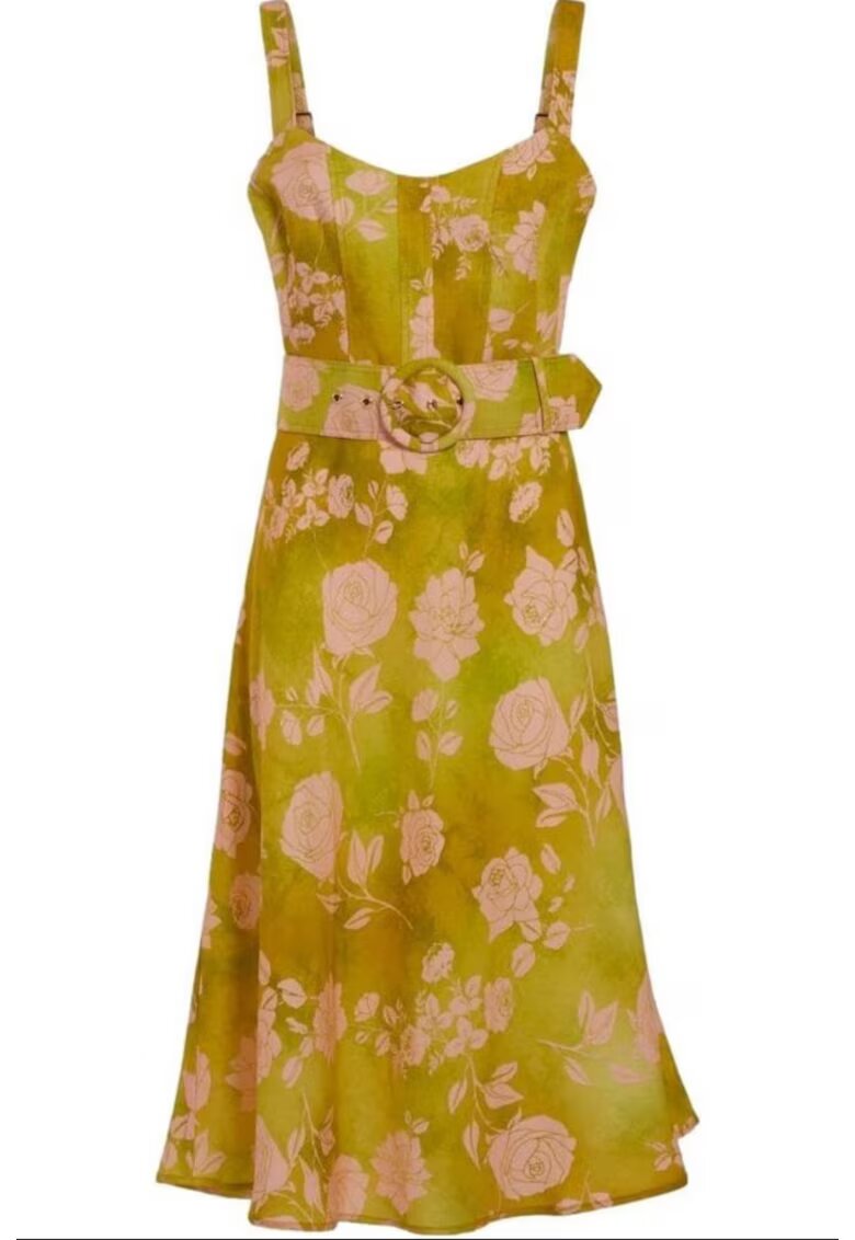 GUESS Rochie maxi florala Fibra sintetica/In - Galben