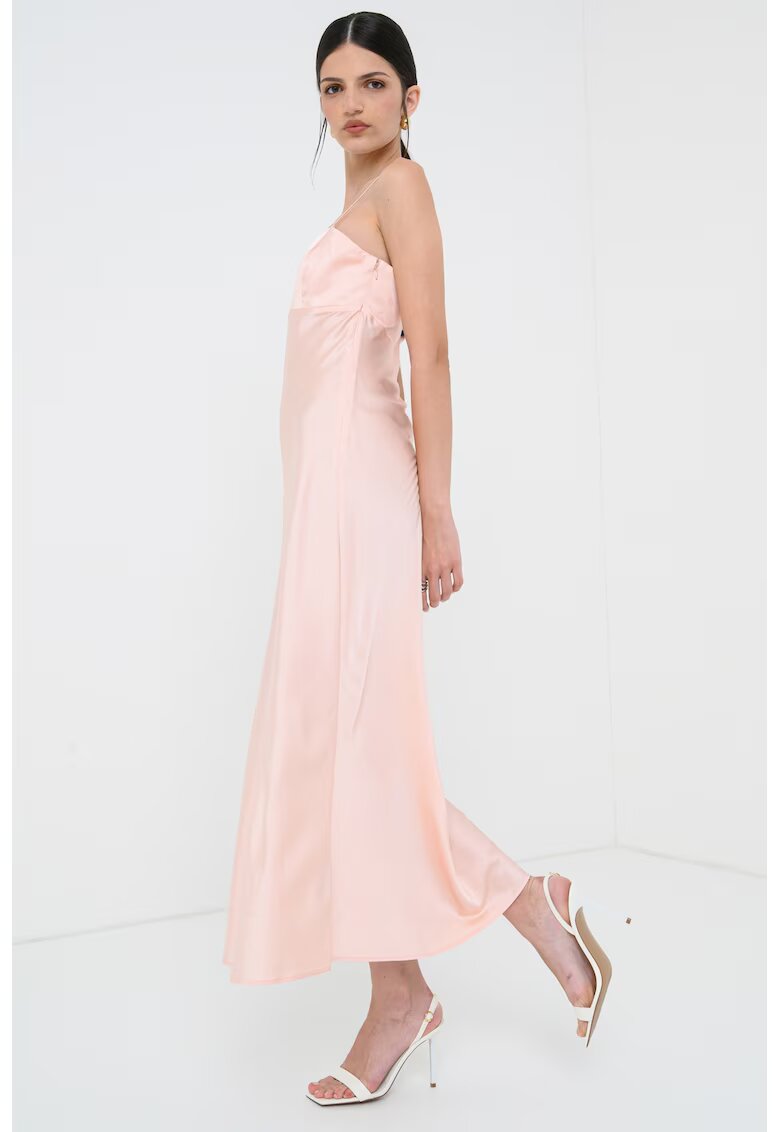 GUESS Rochie midi de satin - Roz pastel