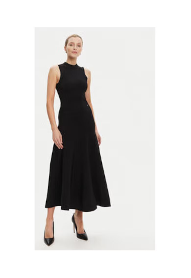 GUESS Rochie midi evazata - fara maneci cu decolteu la baza gatului