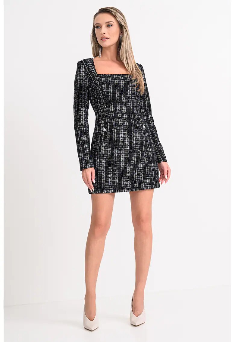 GUESS Rochie mini cambrata cu decolteu patrat - Negru
