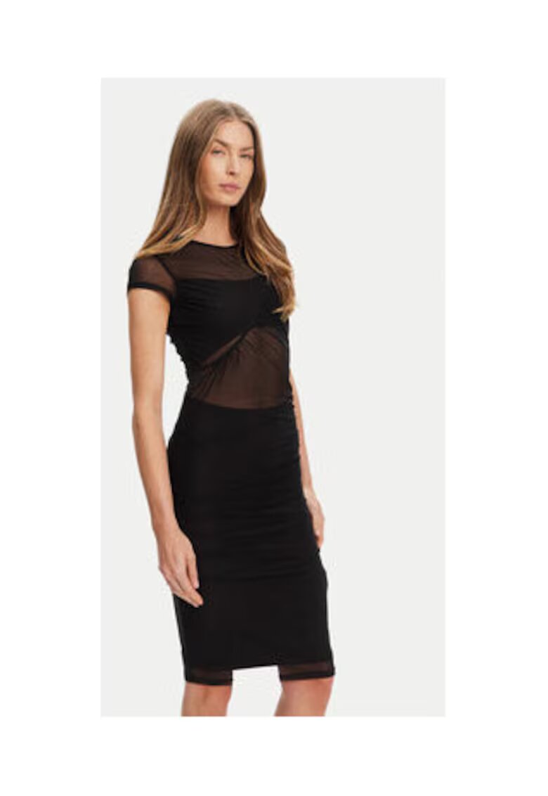 GUESS Rochie mini cambrata cu segmente semitrasparente