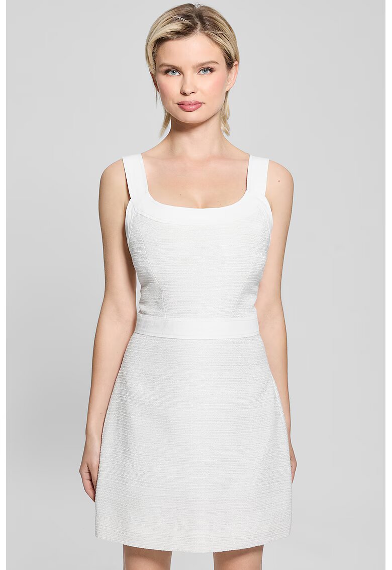 GUESS Rochie mini cu decolteu rotund si croiala inA - Alb fildes