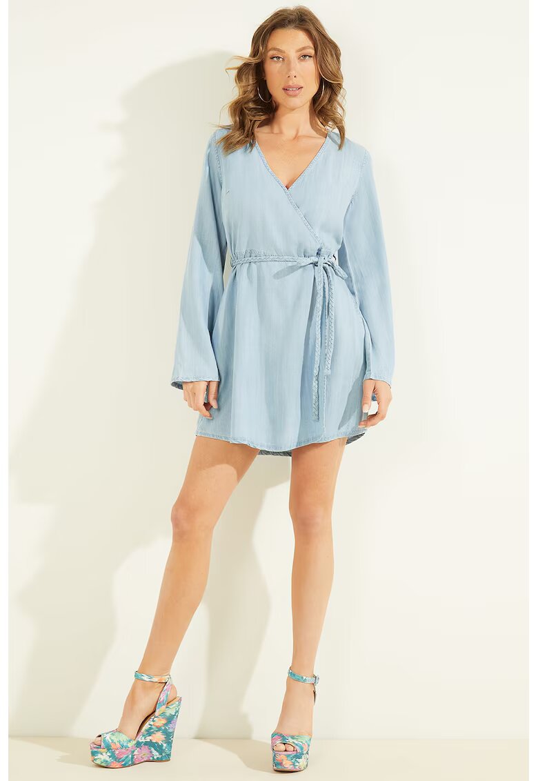 GUESS Rochie mini petrecuta - Albastru lavanda