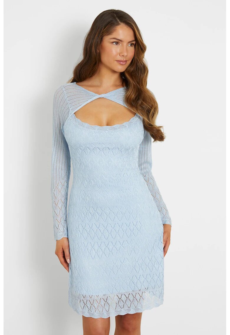 GUESS Rochie scurta cu perforatii - Albastru deschis