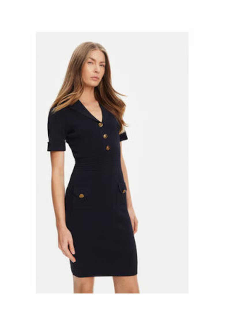 GUESS Rochie tricotata cu devolteu in V - Bleumarin
