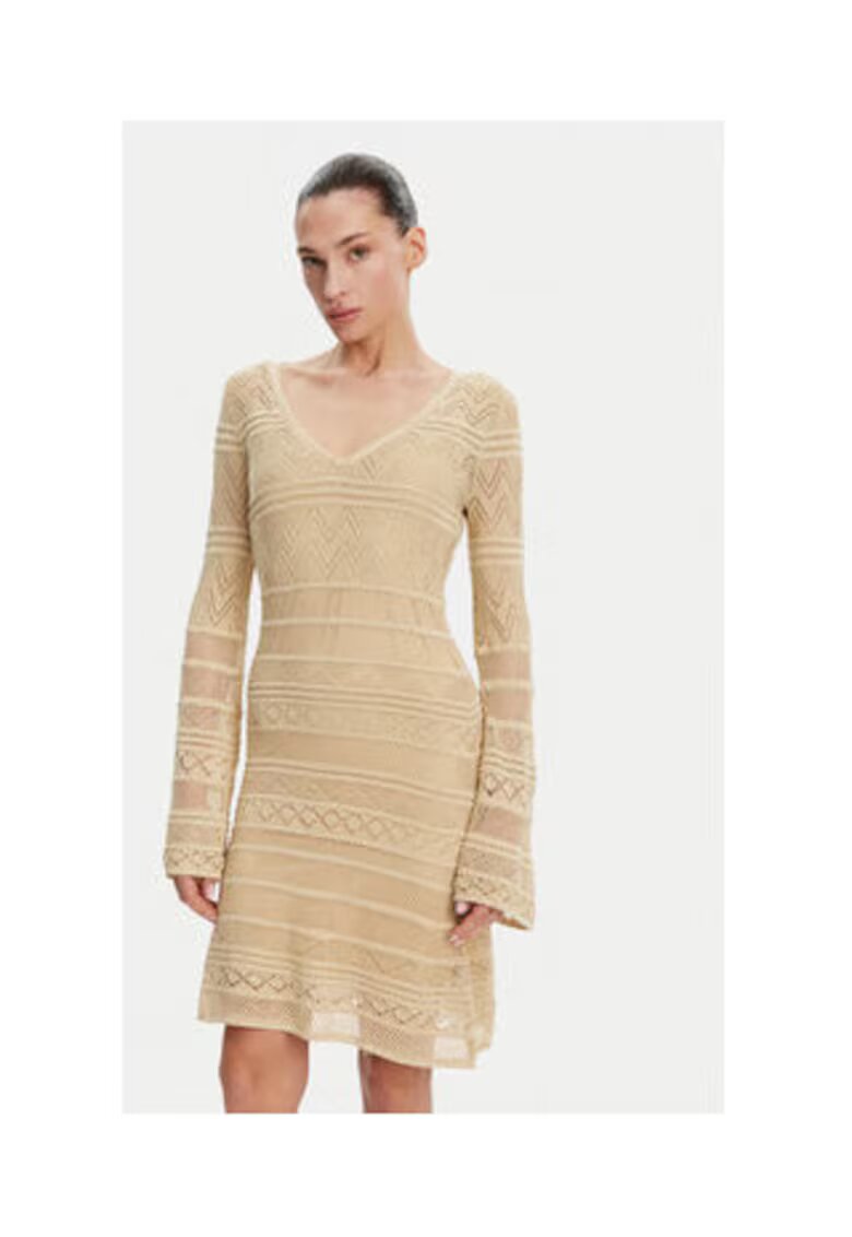 GUESS Rochie tricotata cu maneci lungi si decolteu in V