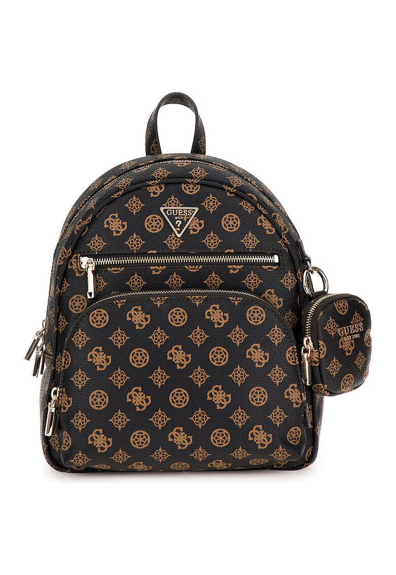 GUESS Rucsac de piele ecologica cu logo Power Play - Negru/Maro