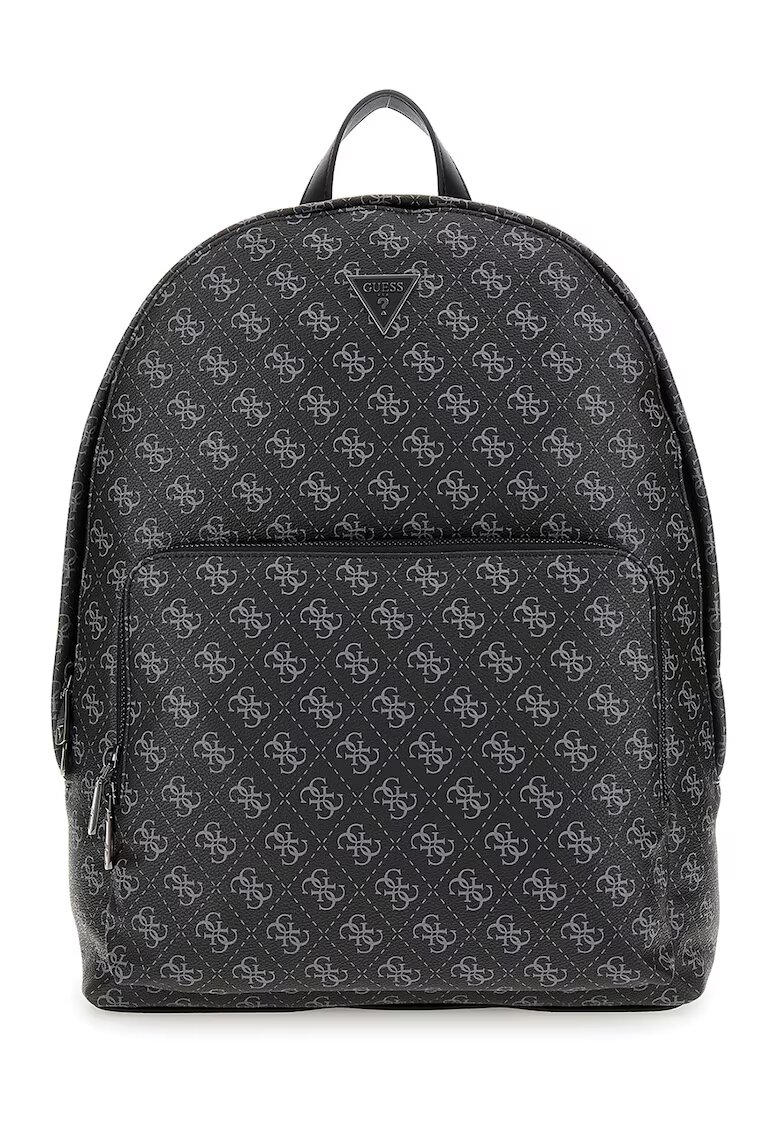 GUESS Rucsac de piele ecologica cu model monograma Milano - Negru/Alb optic