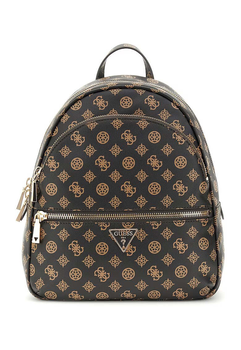 GUESS Rucsac de piele ecologica cu monograma - Negru/Galben