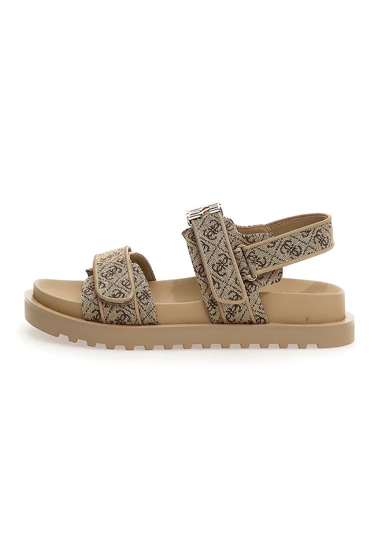GUESS Sandale cu velcro si aplicatie logo - Maro
