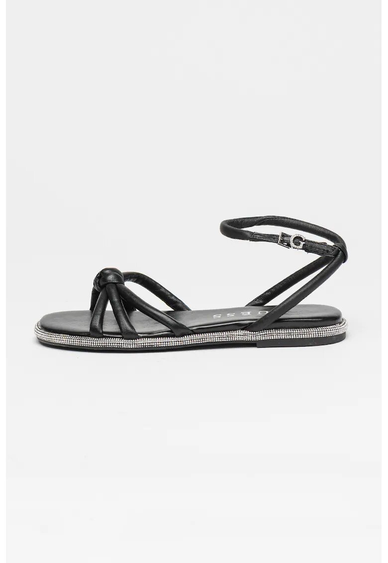 GUESS Sandale de piele cu bareta pe glezna - Negru