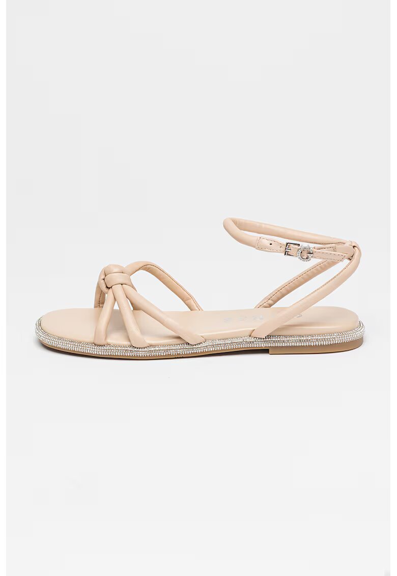 GUESS Sandale de piele cu bareta pe glezna - Piersica