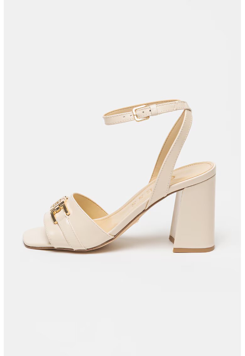 GUESS Sandale de piele cu toc masiv - Crem