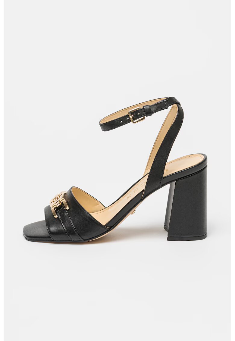 GUESS Sandale de piele cu toc masiv - Negru