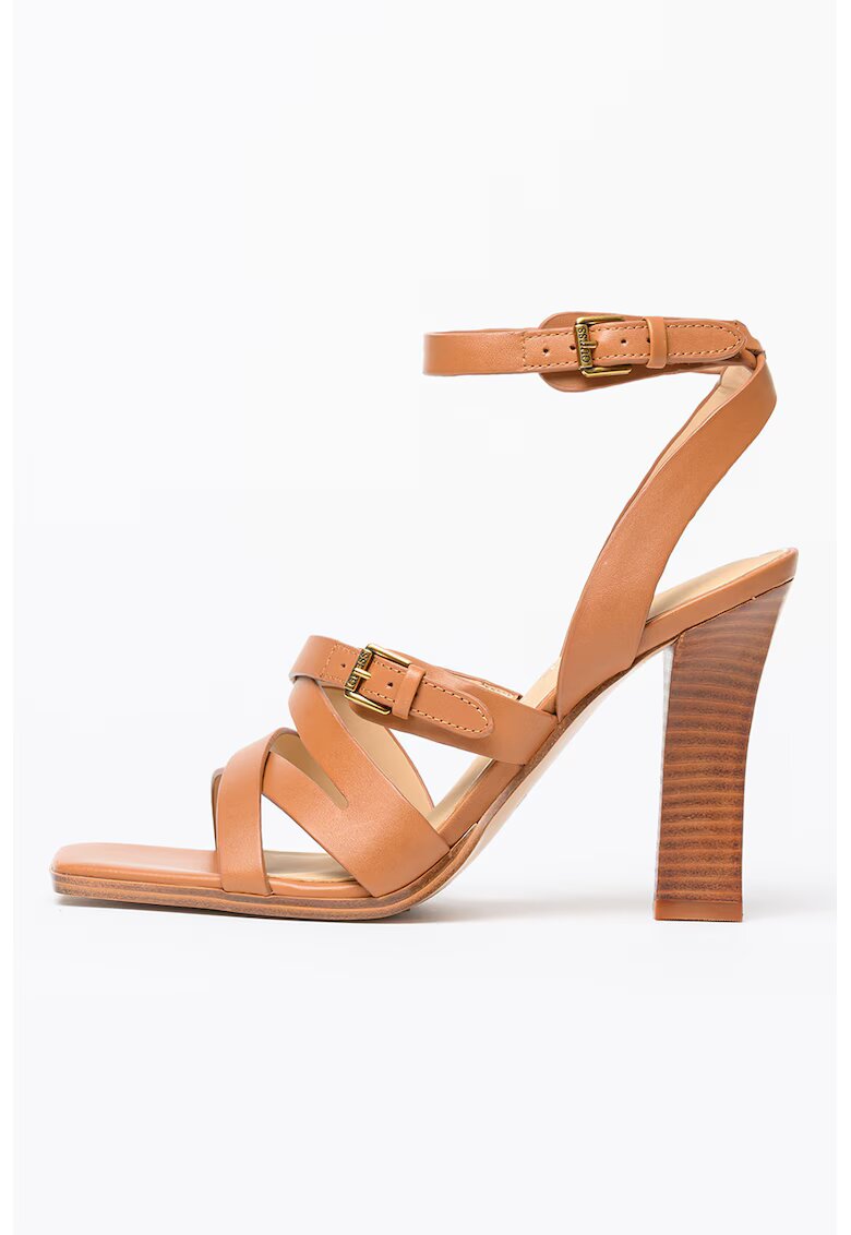 GUESS Sandale din piele cu catarame duble - Caramel