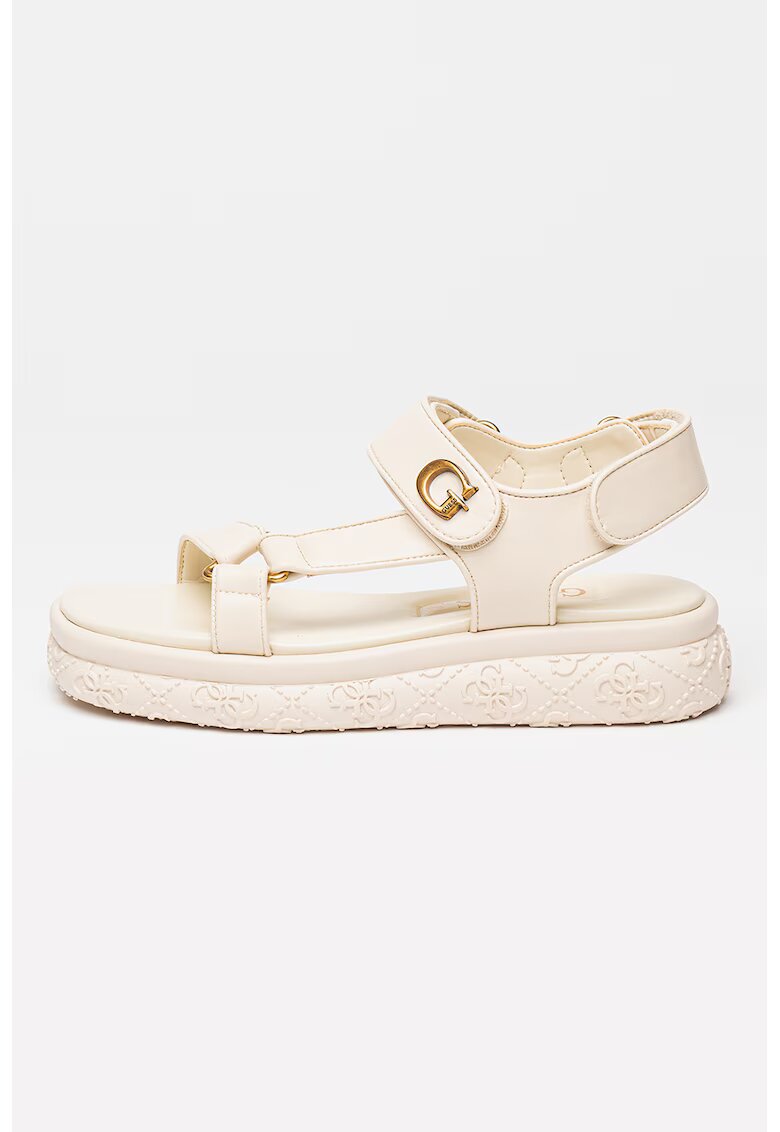 GUESS Sandale flatform cu velcro - Alb fildes