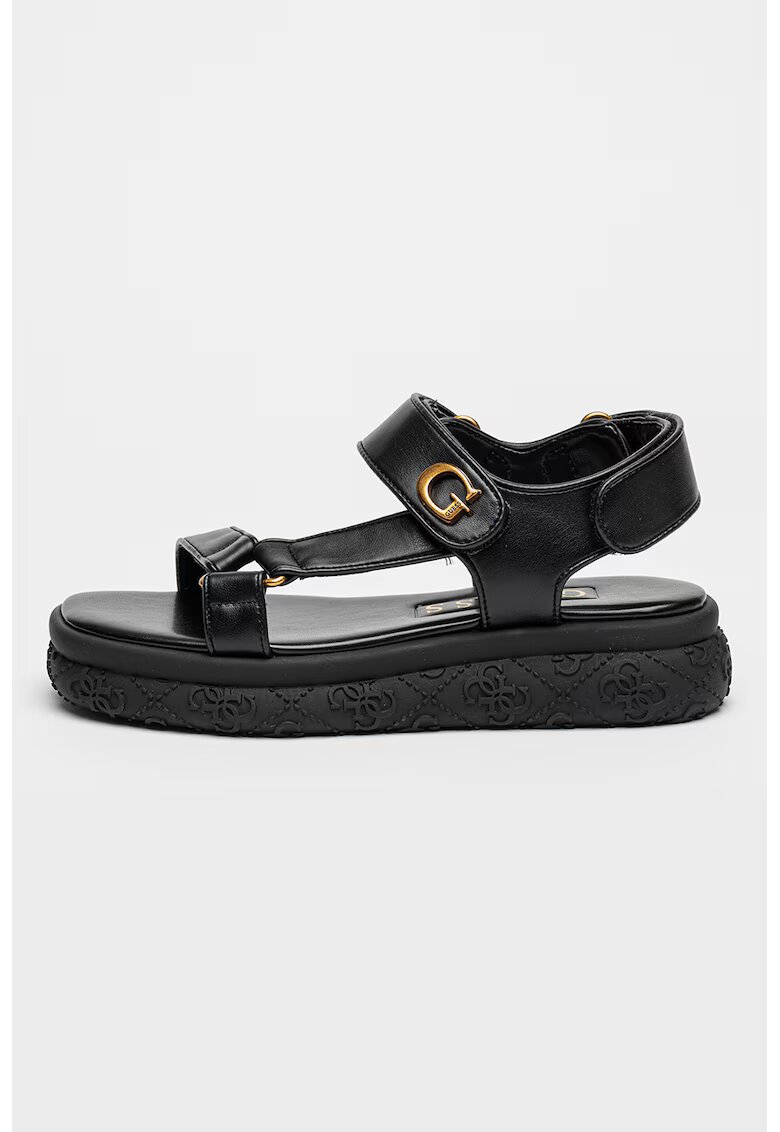 GUESS Sandale flatform cu velcro - Negru