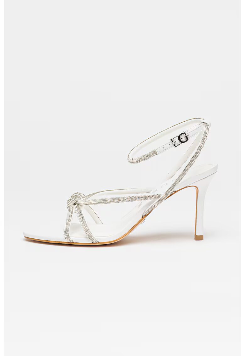 GUESS Sandale stiletto cu strasuri - Alb