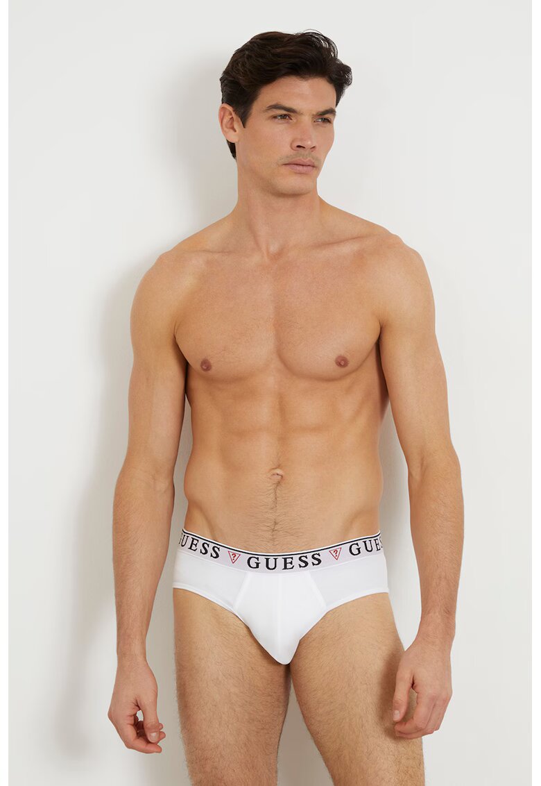 GUESS Set de chiloti cu banda logo in talie - 3 perechi - Alb