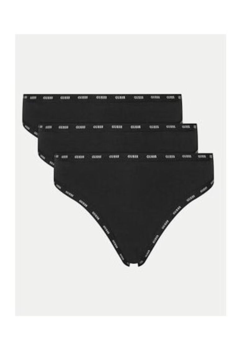 GUESS Set de chiloti din amestec de bumbac cu model uni si banda in talie - 3 perechi
