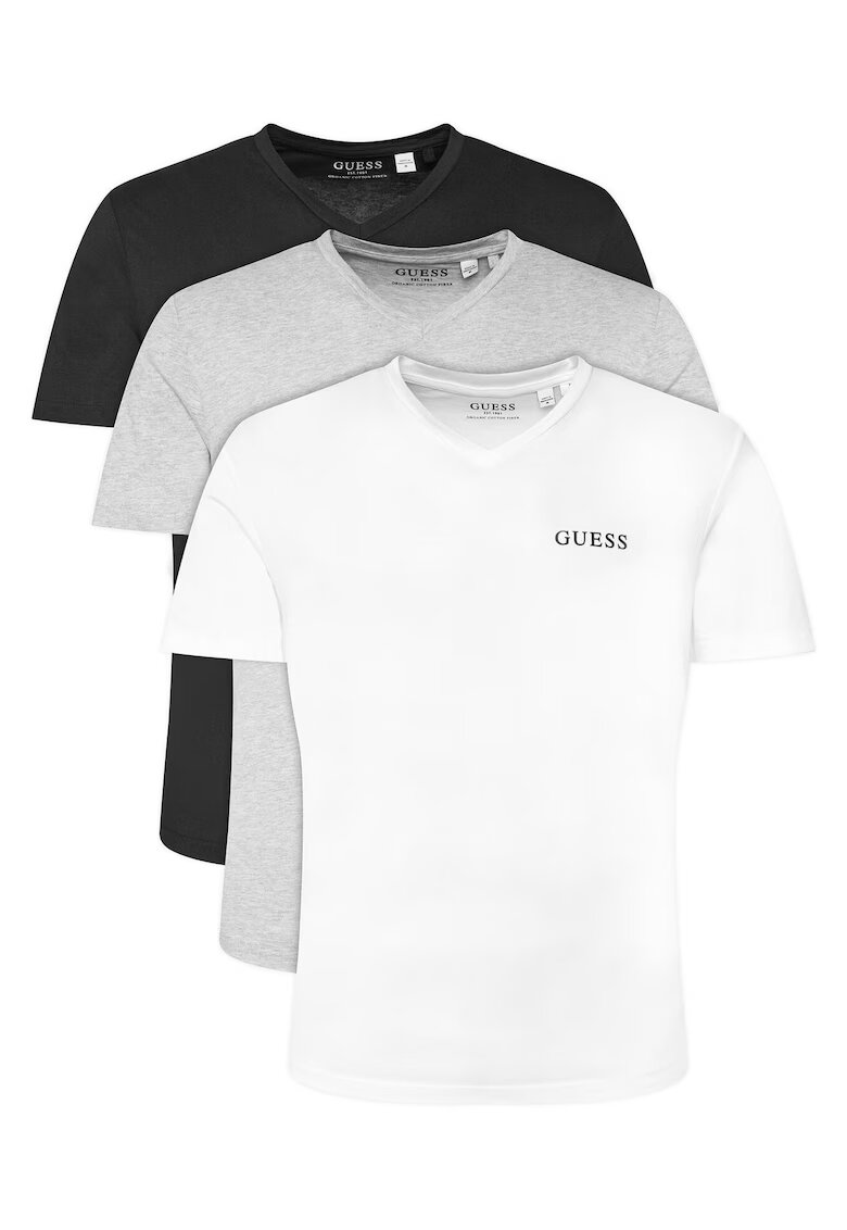 GUESS Set tricouri barbatesti gri - alb - negru - bumbac