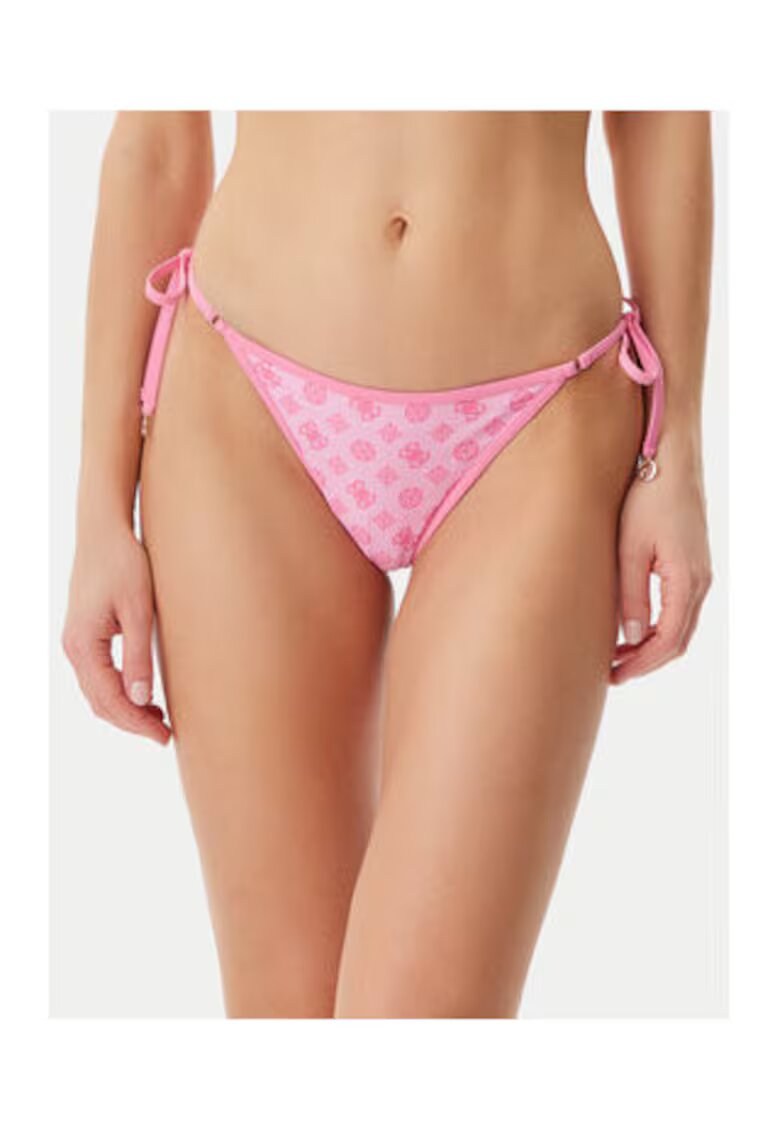 GUESS Slip brazilian de baie cu logo si snururi