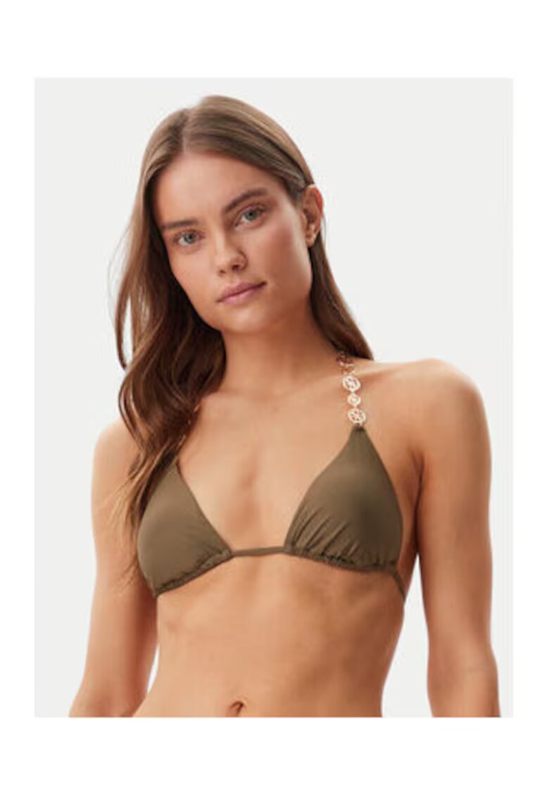GUESS Sutien de baie cu insertii metalice - kaki