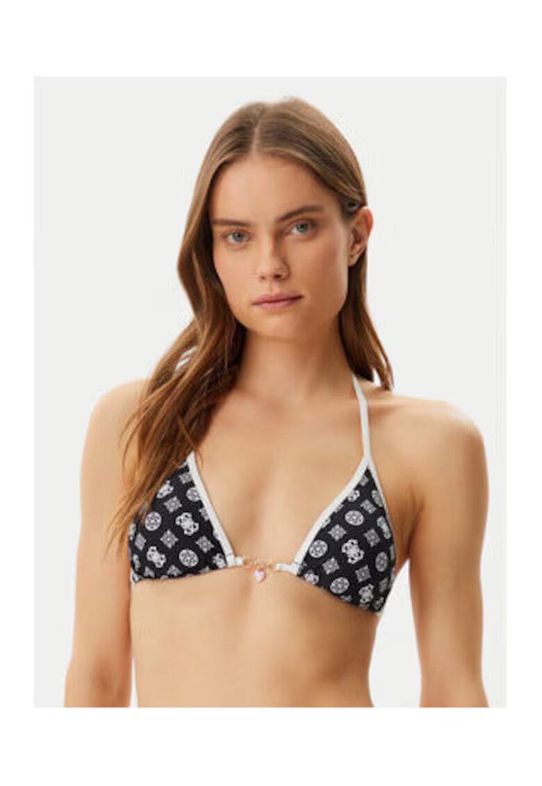 GUESS Sutien de baie triunghiular cu logo - negru - alb