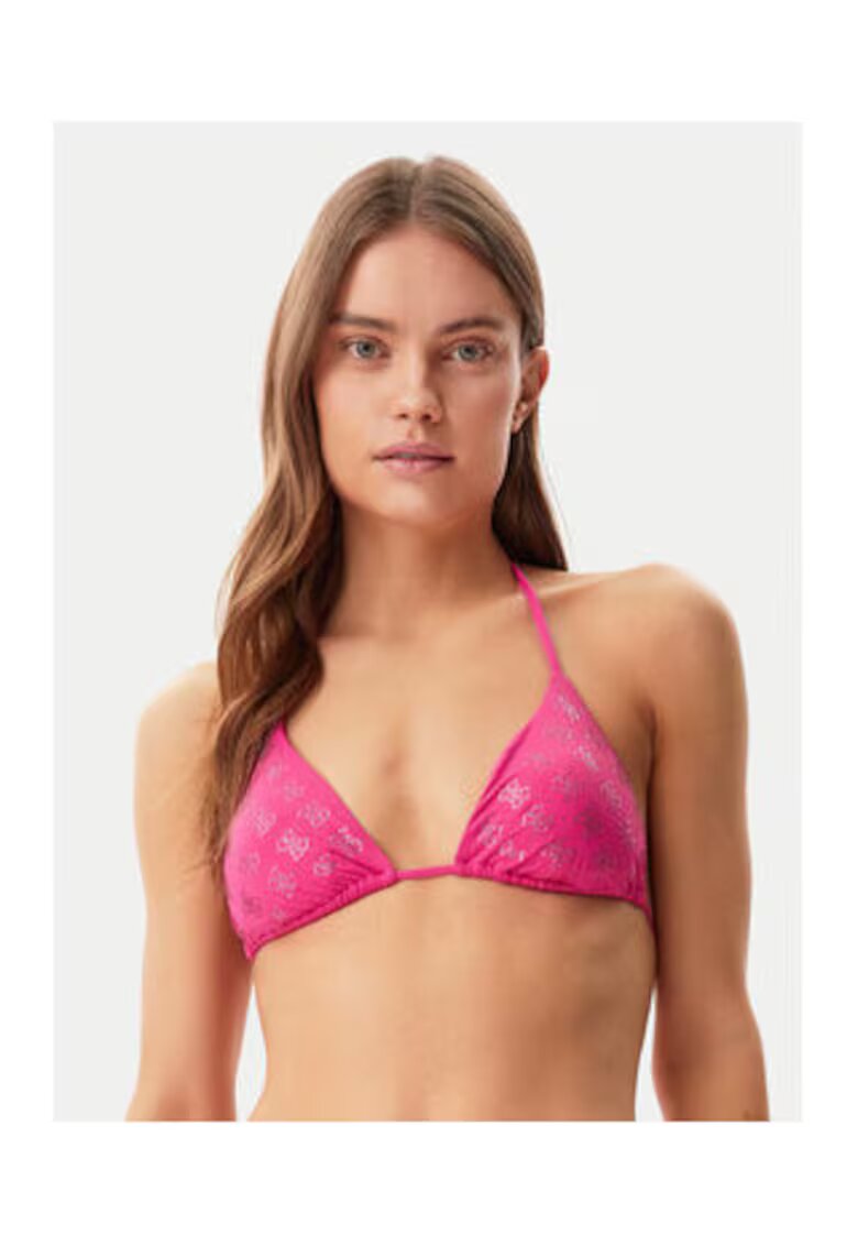 GUESS Sutien de baie triunghiular cu logo - roz