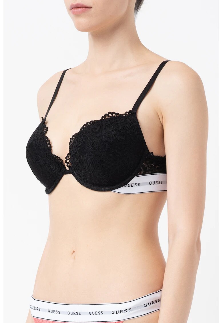 GUESS Sutien de dantela cu bretele ajustabile - Negru