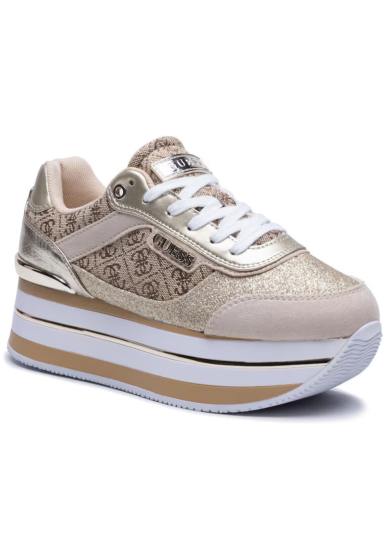 GUESS Tenisi dama - piele ecologica - alb/auriu -