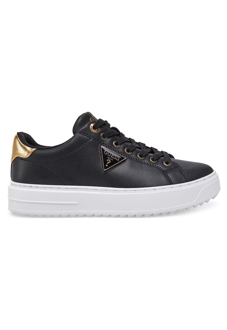 GUESS Tenisi dama - piele ecologica - negru/auriu -