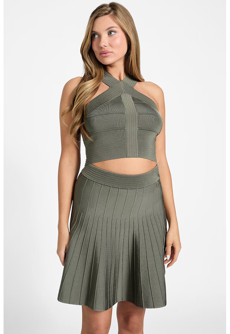 GUESS Top crop cu model uni - Kaki